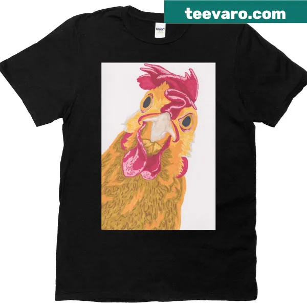 Cartoon chicken with a sassy expression on a T-shirt
