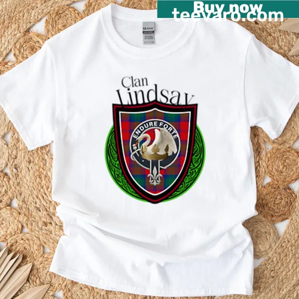 Scottish Lindsay Clan Tartan and Crest T-shirt showcasing heritage