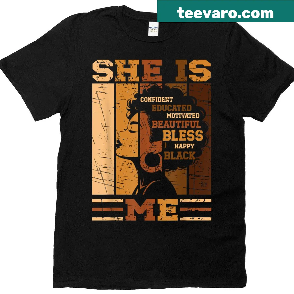 Typography t-shirt celebrating strong, educated Black women with Juneteenth theme — on a men's t-shirt