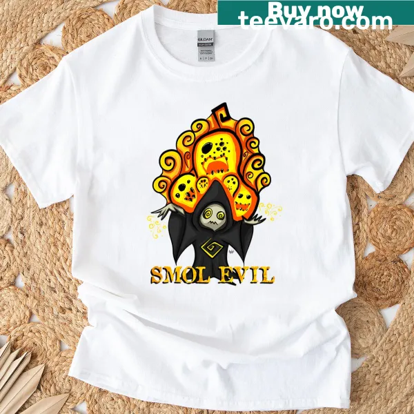 Cartoon t-shirt featuring the character Smol Evil Fire