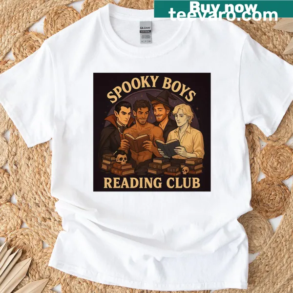 T-shirt with a whimsical Spooky Reading Club design