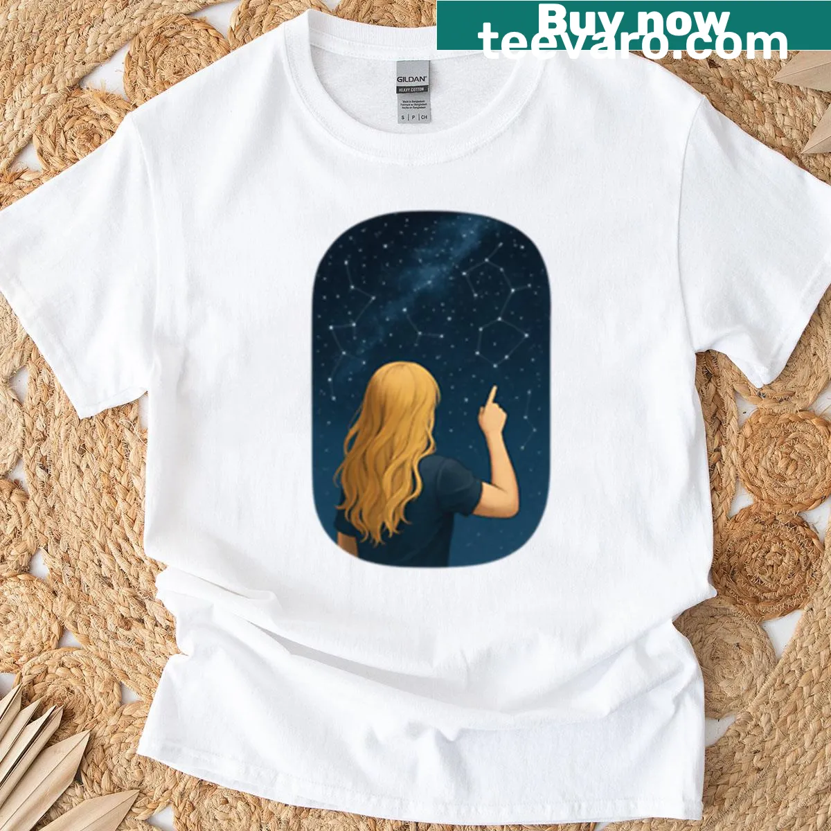 Bold typographic Star t-shirt with playful font — on a men's t-shirt