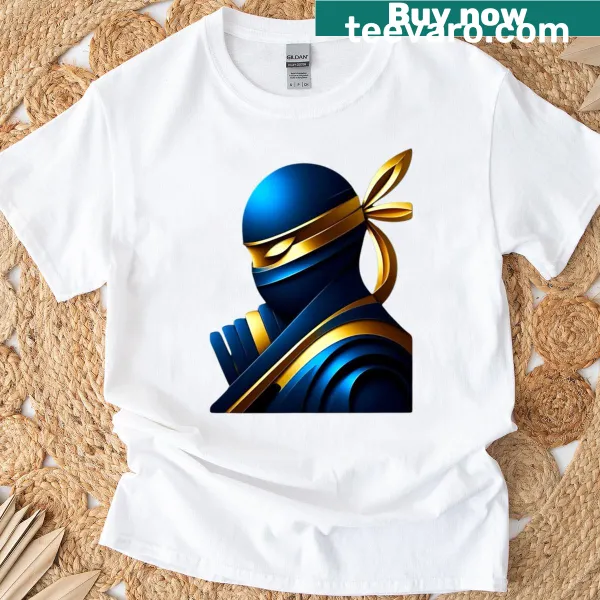 Samurai-themed ninja warrior illustration on a T-shirt