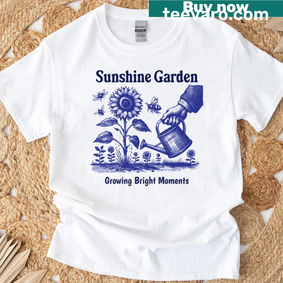 Garden-themed illustration on T-shirt for plant lovers — on a men's t-shirt
