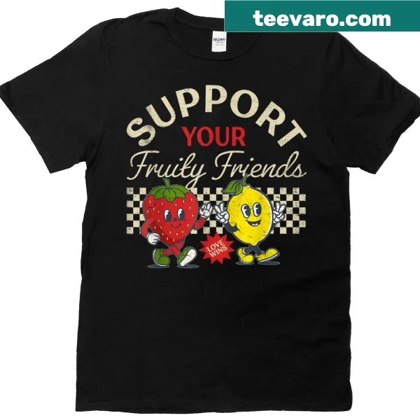 Fruity graphic design supporting LGBTQ+ on a T-shirt