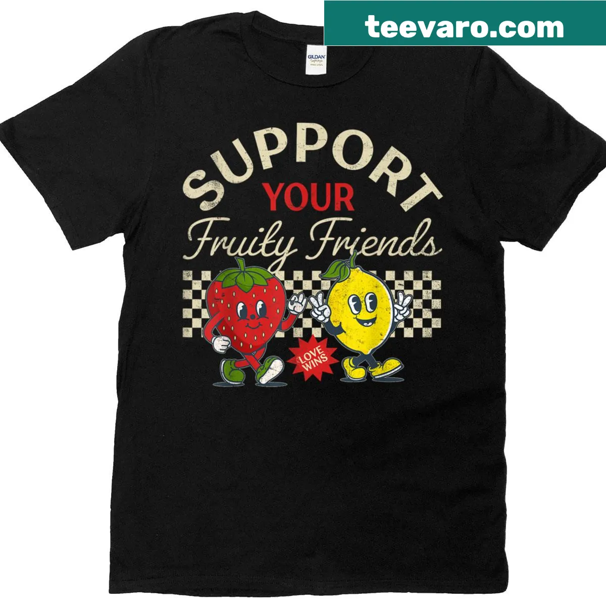 Fruity graphic design supporting LGBTQ+ on a T-shirt — on a men's t-shirt