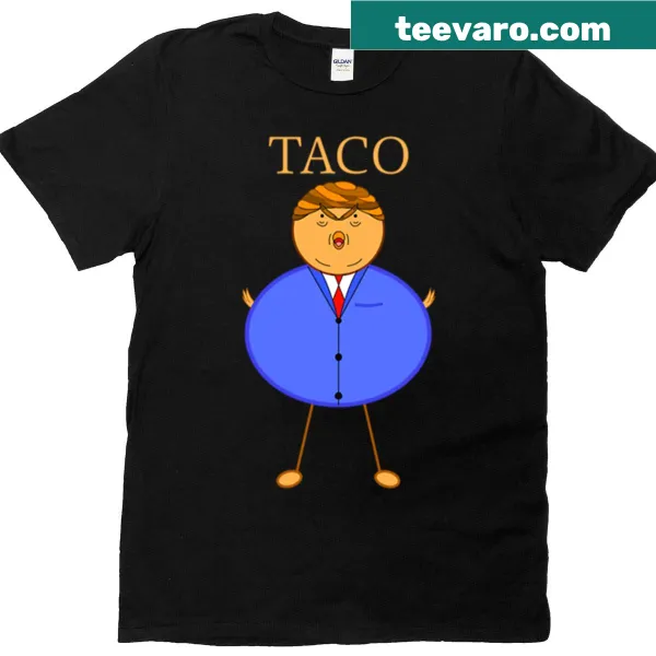Cartoon taco graphic on a humorous T-shirt.