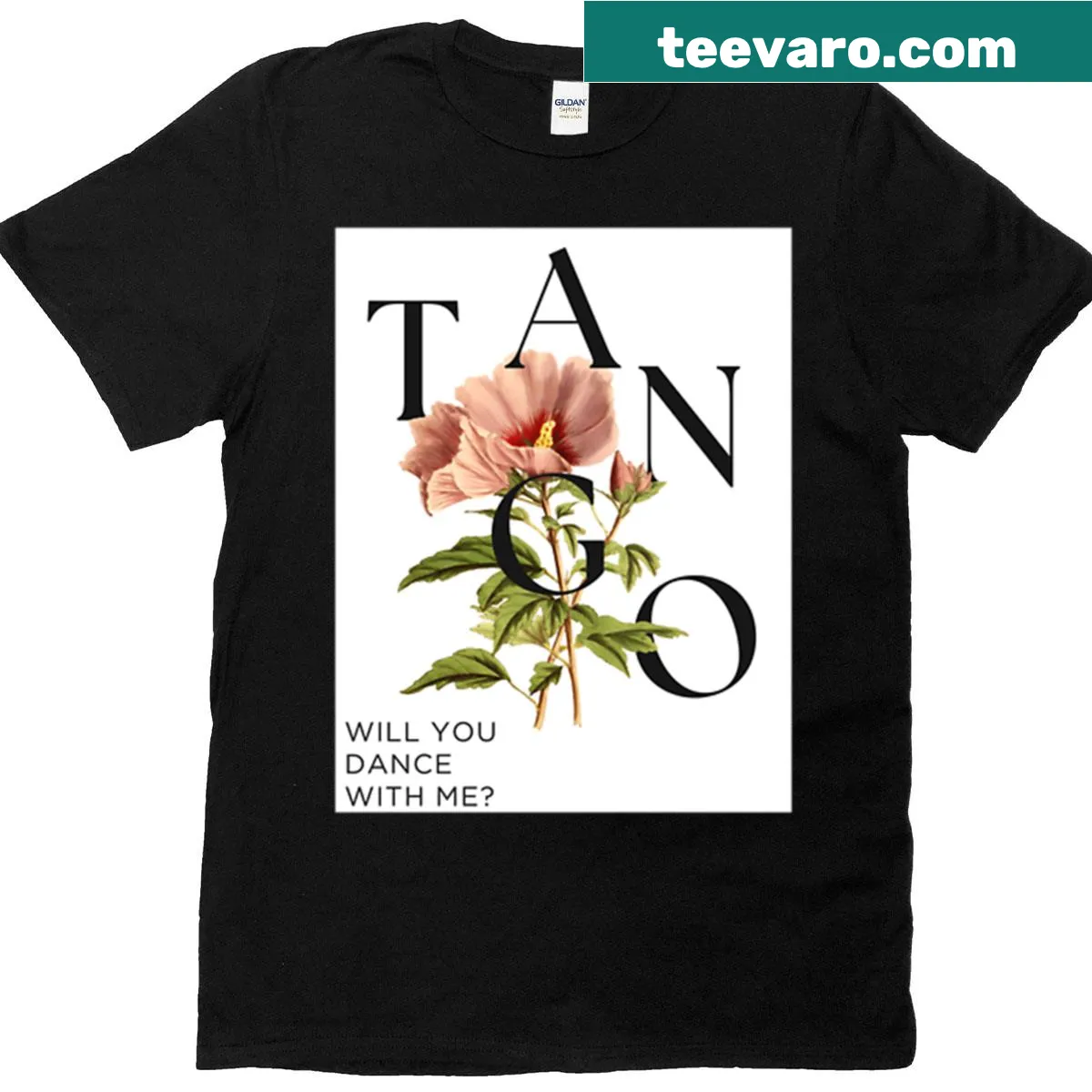 Romantic flower art design with a dance invitation on a T-shirt. — on a men's t-shirt