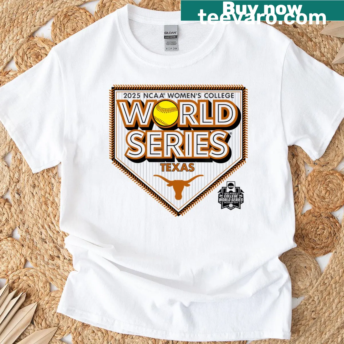 Texas Longhorns WCWS 2025 T-shirt featuring bold lettering and logo — on a men's t-shirt