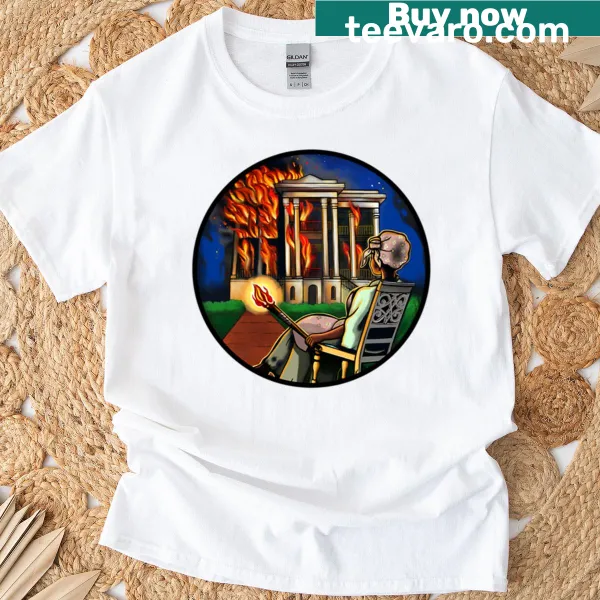 Bold t-shirt featuring a striking graphic with fiery themes