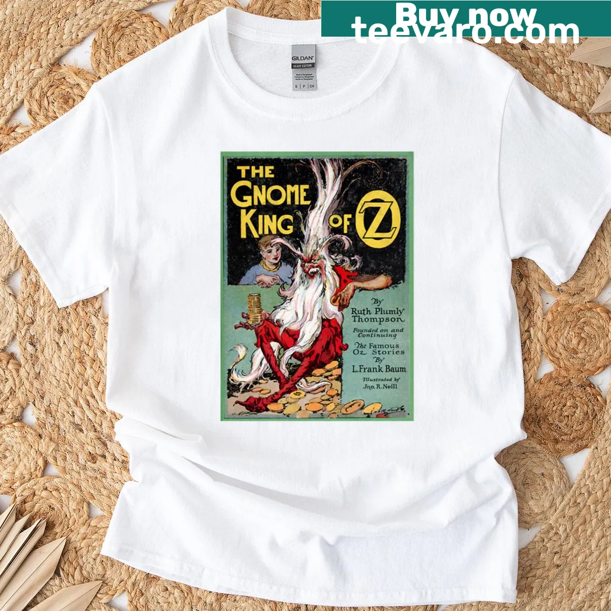 Vintage illustration of the Gnome King from Oz on a t-shirt — on a men's t-shirt