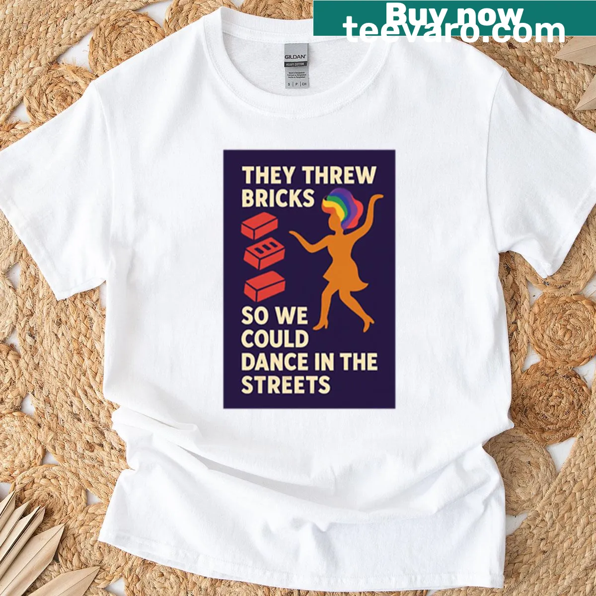 Artistic T-shirt depicting a protest theme related to LGBTQ+ rights — on a men's t-shirt