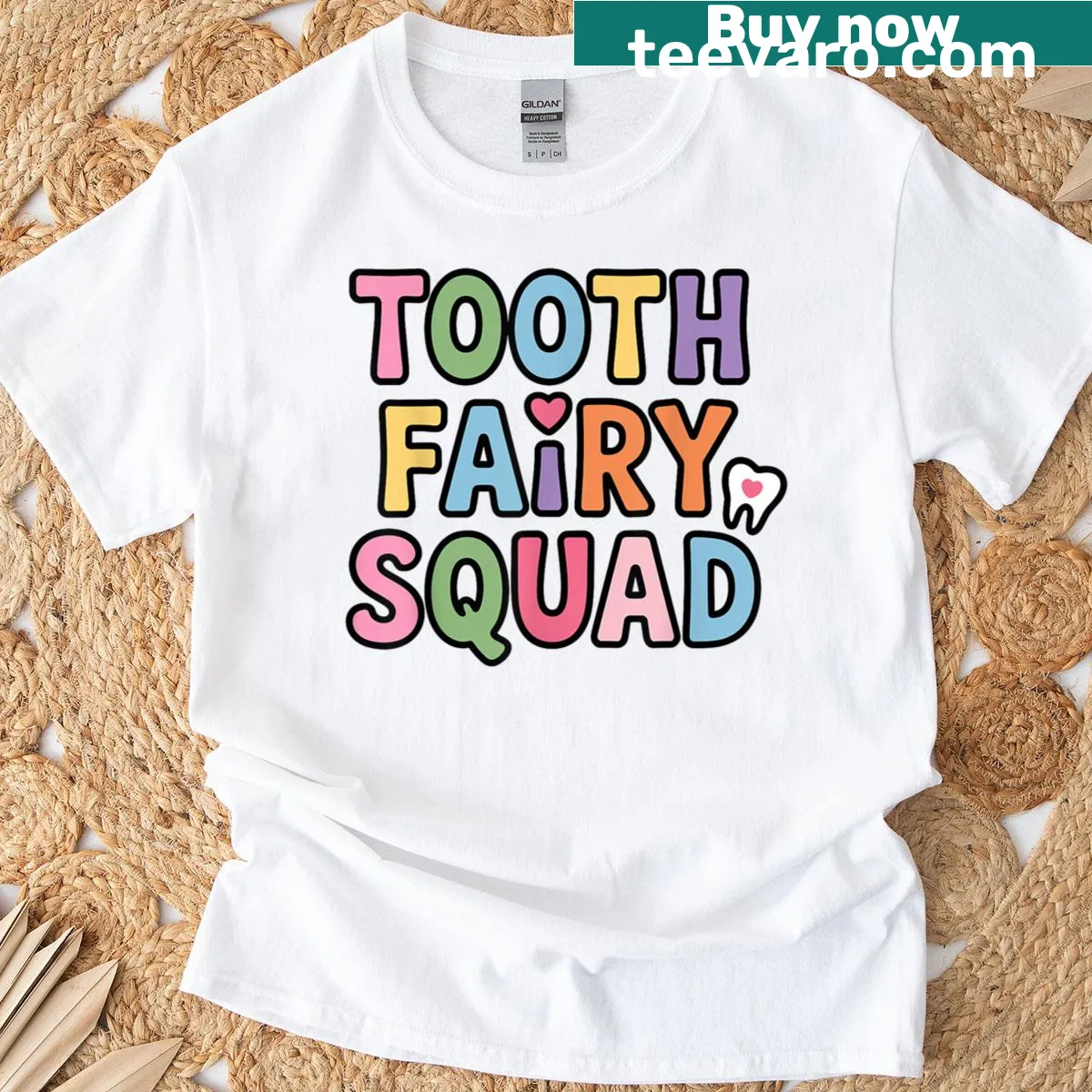 Whimsical Tooth Fairy art illustration on a t-shirt — on a men's t-shirt
