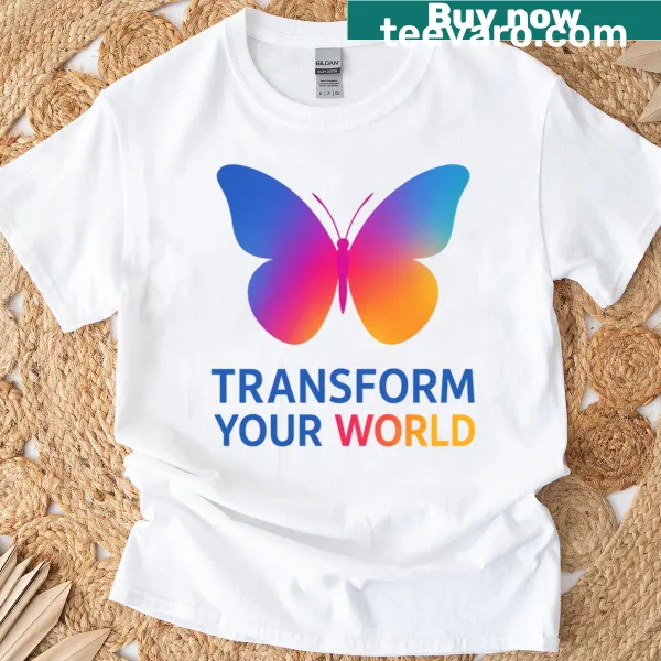 Inspirational butterfly graphic on a motivational T-shirt