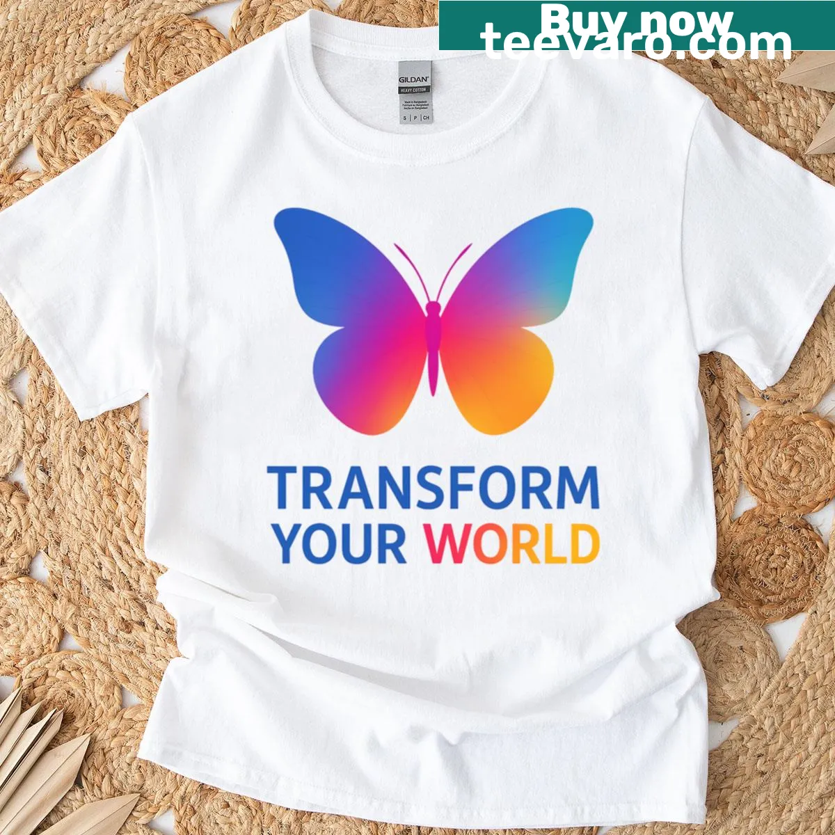 Inspirational butterfly graphic on a motivational T-shirt — on a men's t-shirt