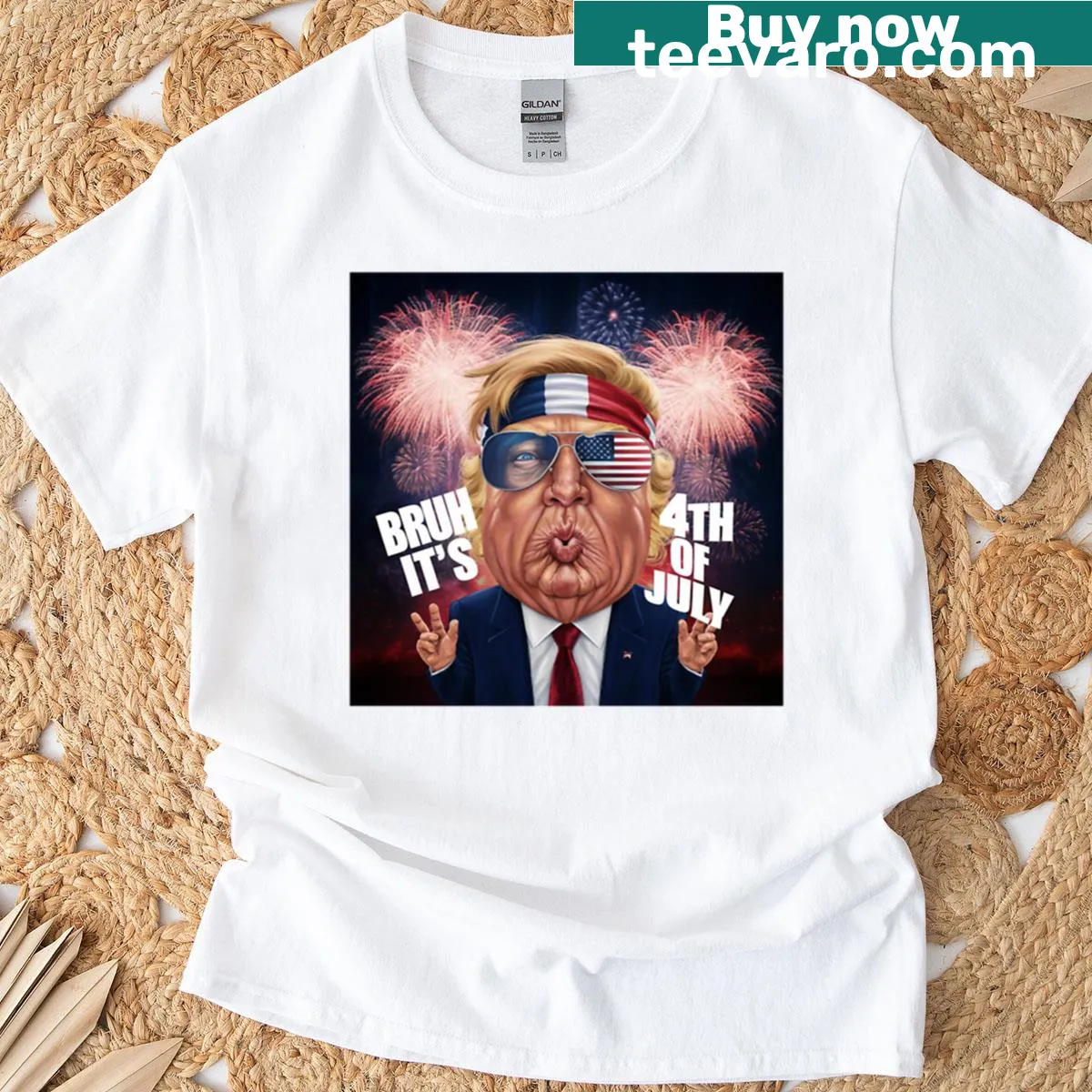 Funny T-shirt with patriotic slogan related to Fourth of July — on a men's t-shirt