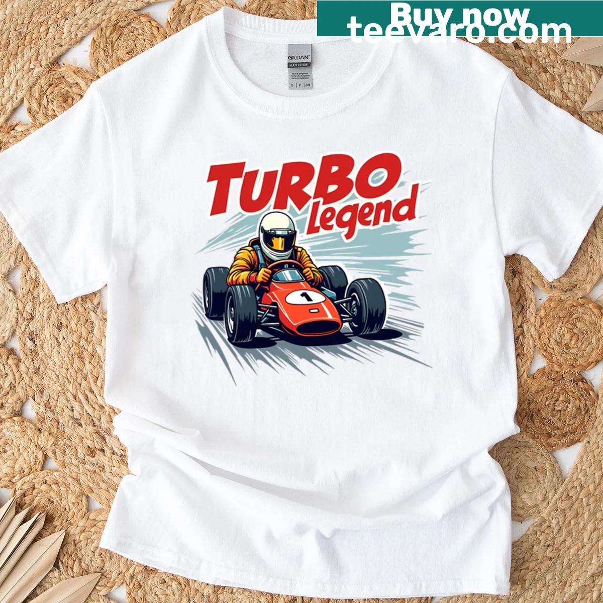 Retro-themed T-shirt featuring a racing car design for speed fans — on a men's t-shirt