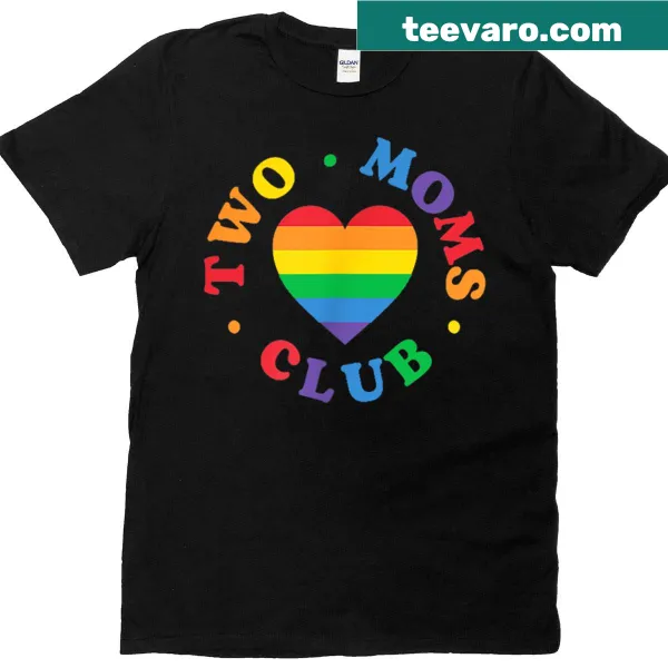 Two Moms Club Pride t-shirt with rainbow designs