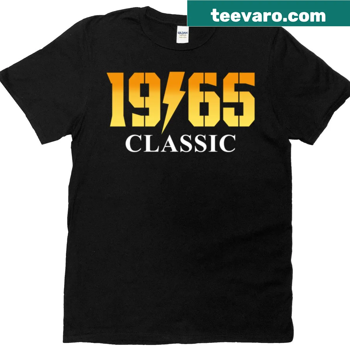 Vintage T-shirt celebrating 60 years of rock music legends from 1965 — on a men's t-shirt