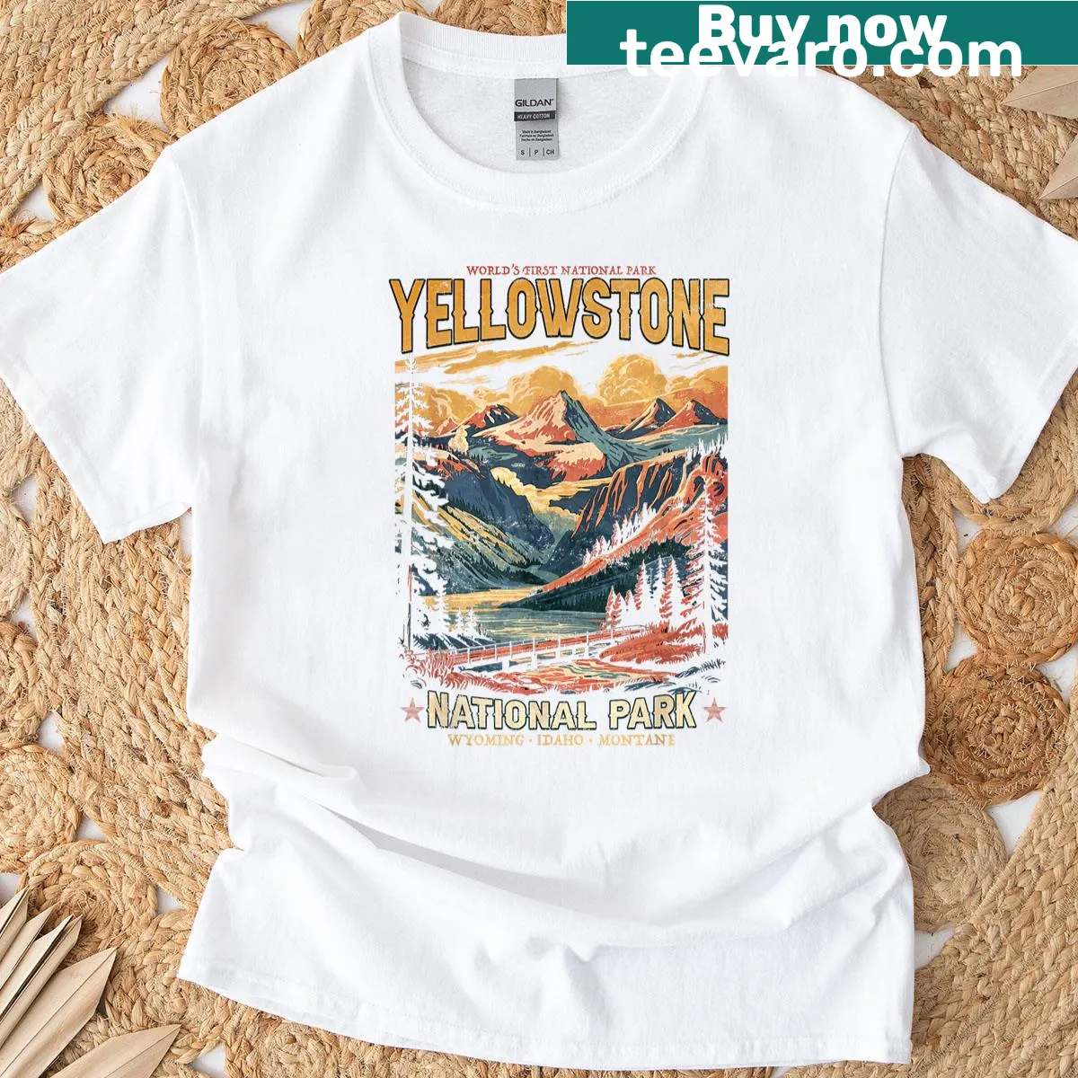 Illustration of hiking themes on a vintage T-shirt — on a men's t-shirt