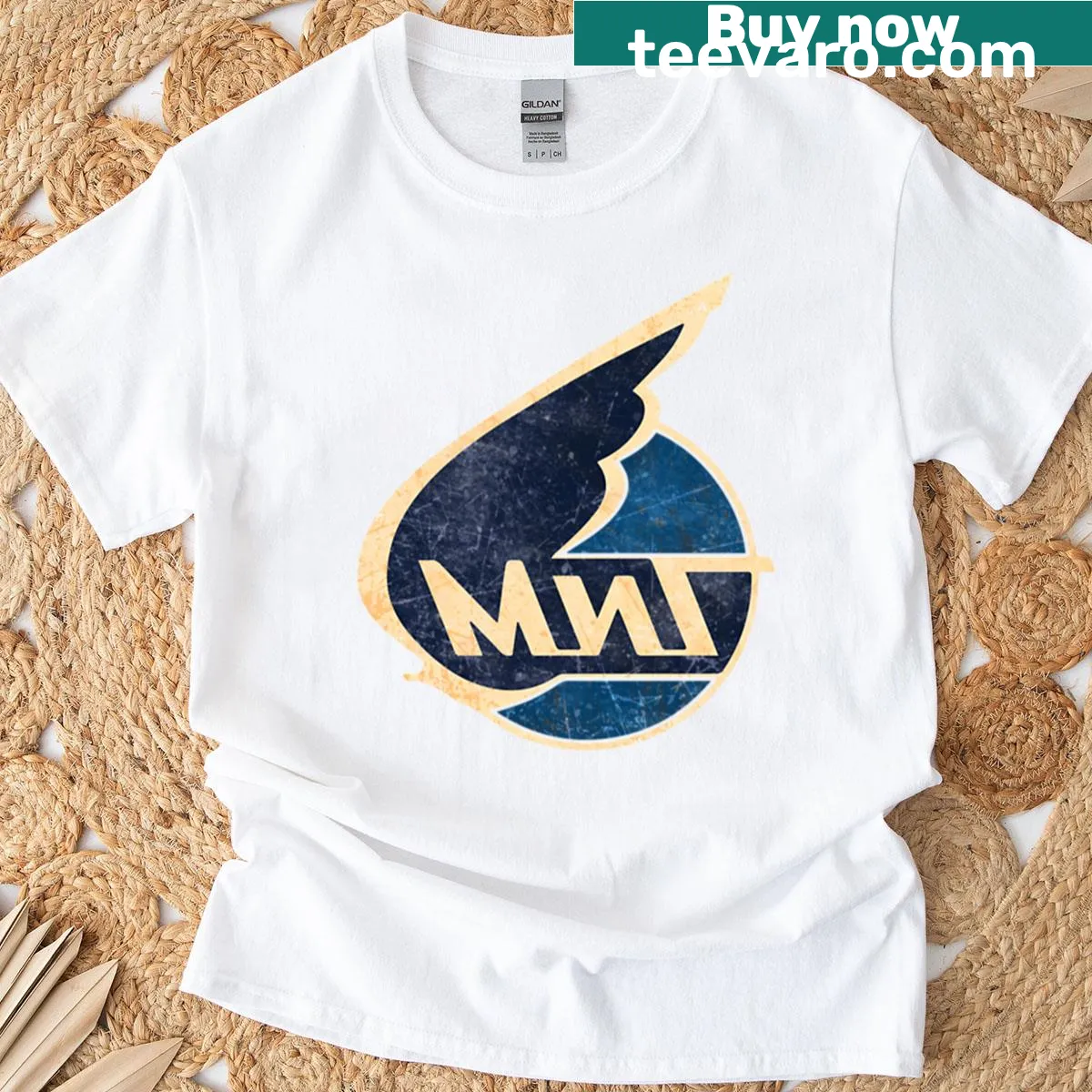 Vintage t-shirt featuring Mig Russian aircraft graphic — on a men's t-shirt