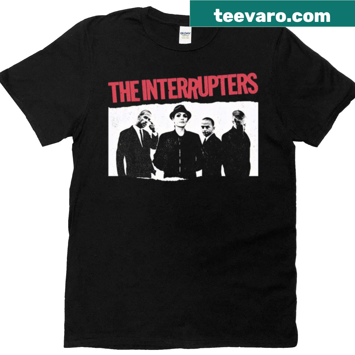 Vintage punk rock band t-shirt with distressed print — on a men's t-shirt