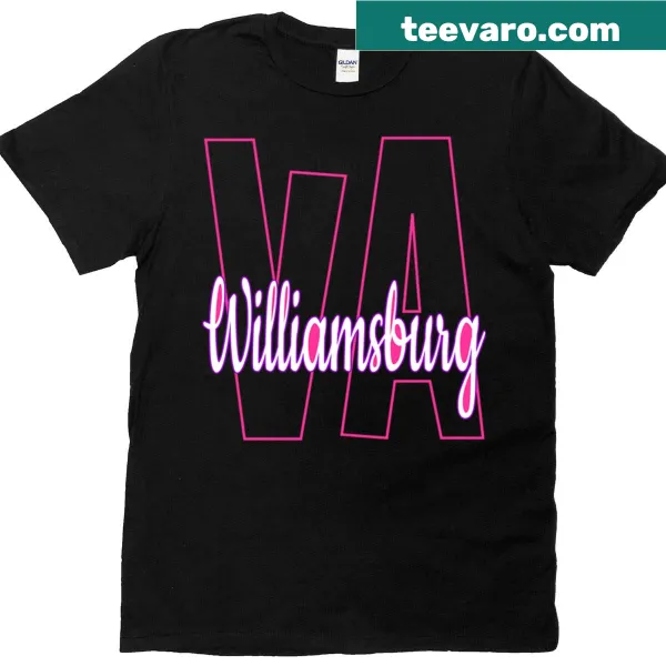 Minimalist pink t-shirt representing Williamsburg charm.