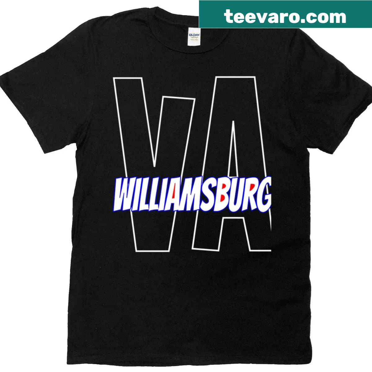 Vintage t-shirt featuring Williamsburg Virginia design — on a men's t-shirt