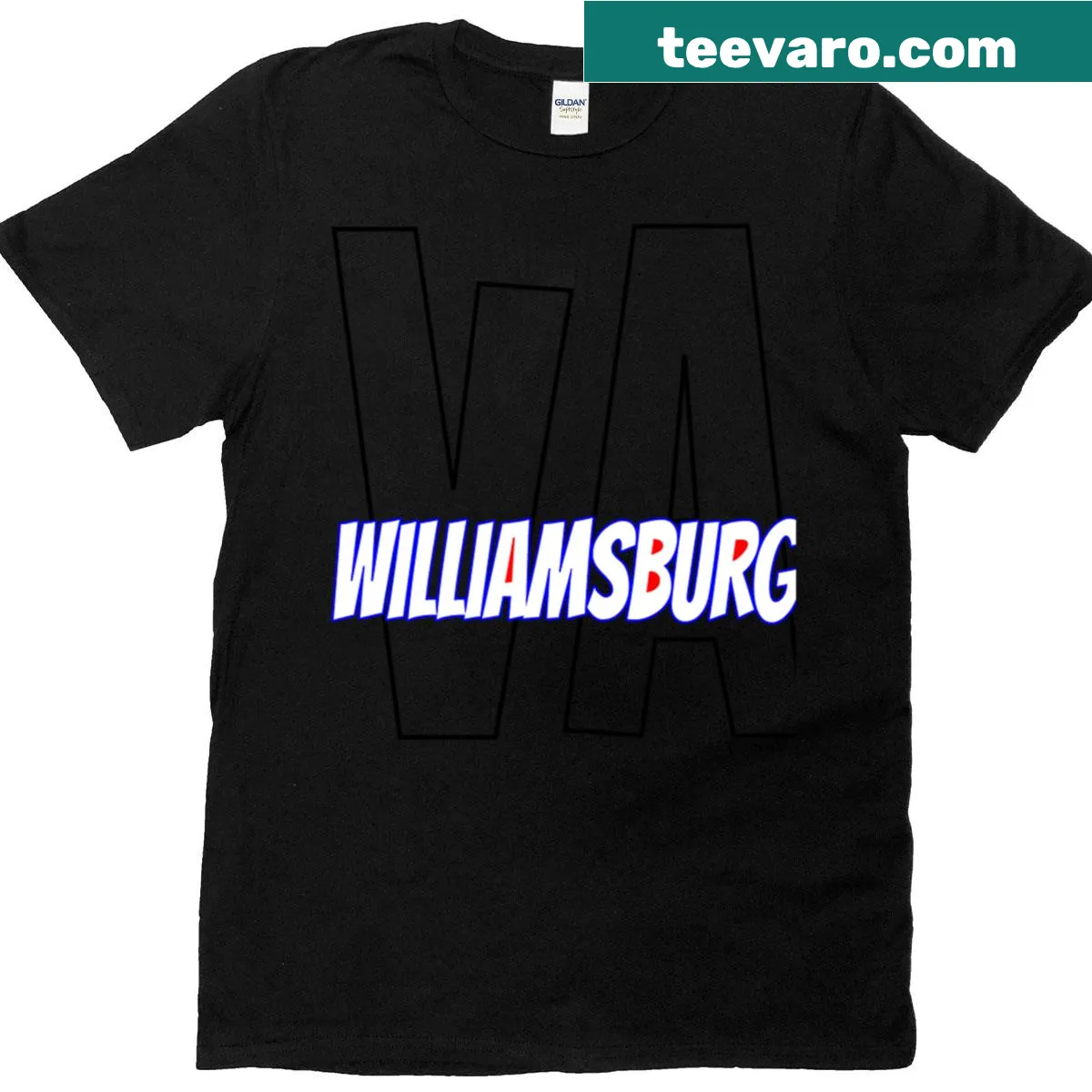 Illustrative Williamsburg Virginia graphic on a T-shirt — on a men's t-shirt