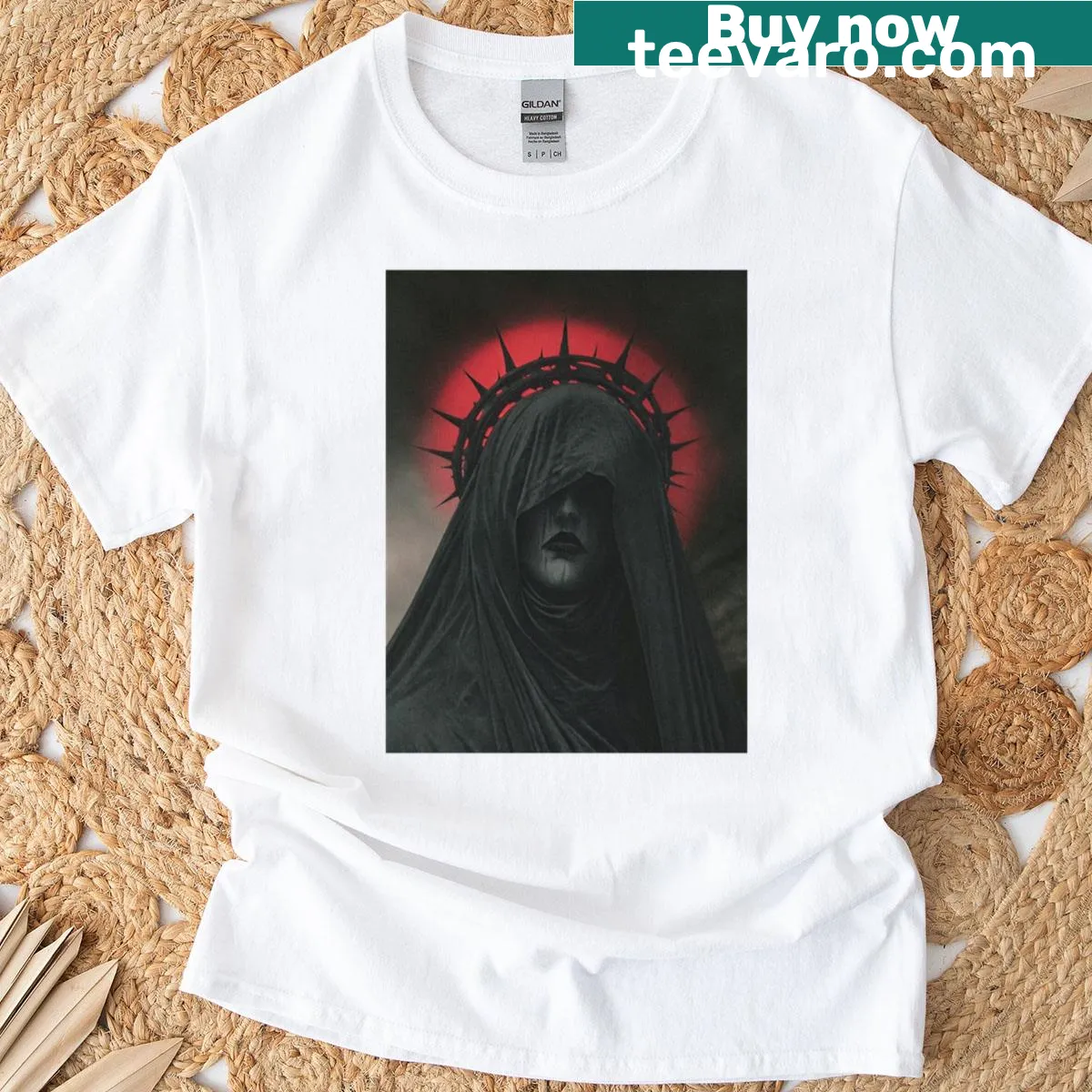 T-shirt depicting a woman concealed by a veil in an elegant design — on a men's t-shirt