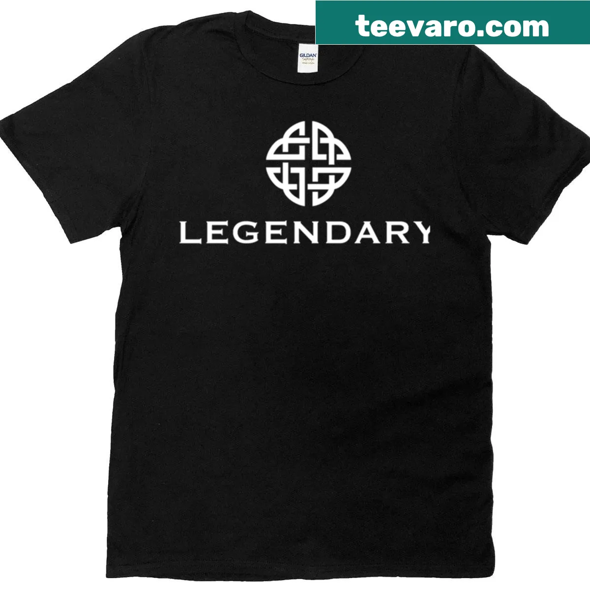 Legendary Pictures logo pullover t-shirt — on a men's t-shirt