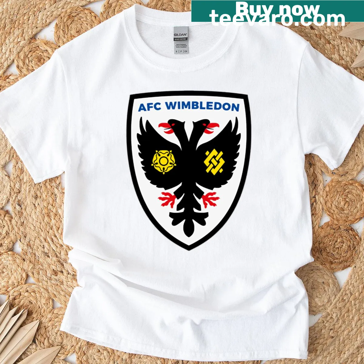AFC Wimbledon logo T-shirt with pinstripes — on a men's t-shirt