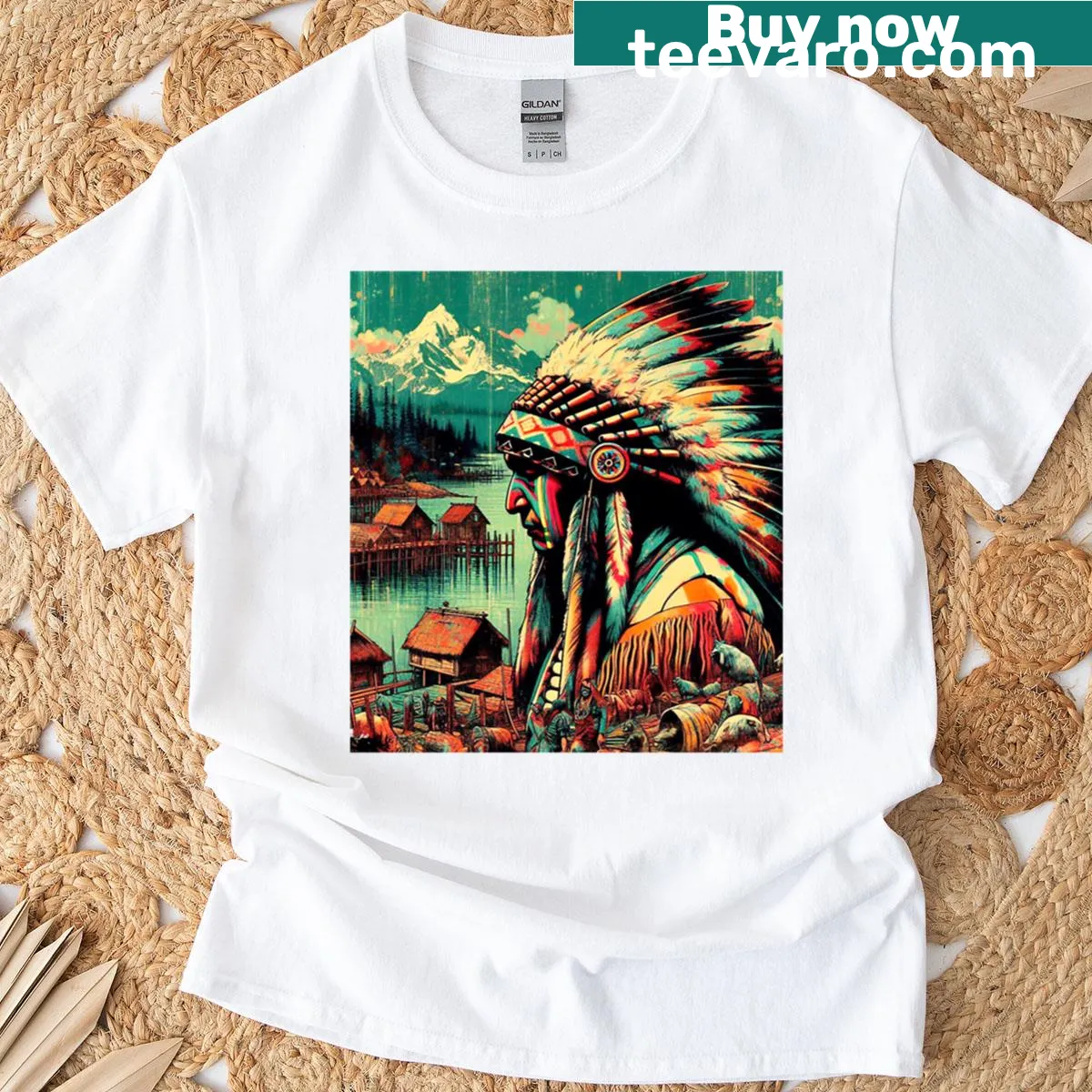 Simple American Heritage 3 T-shirt with bold typography — on a men's t-shirt