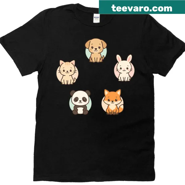 Charming animal illustrations on a T-shirt for animal lovers