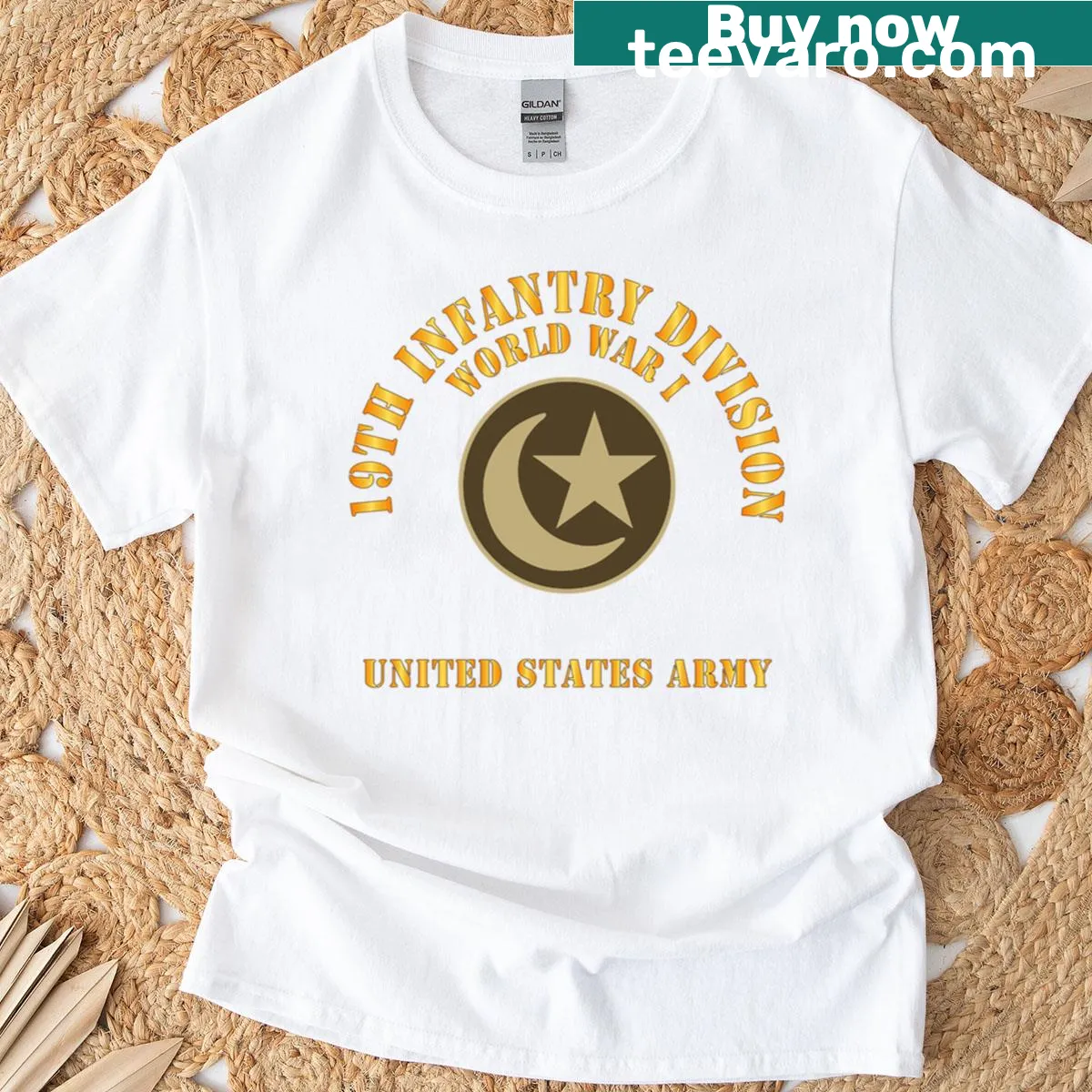 WWI 19th Infantry Division emblem t-shirt — on a men's t-shirt