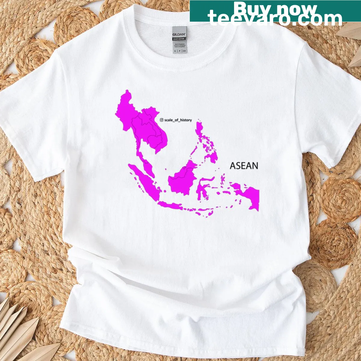 ASEAN themed T-shirt with a focus on regional unity — on a men's t-shirt