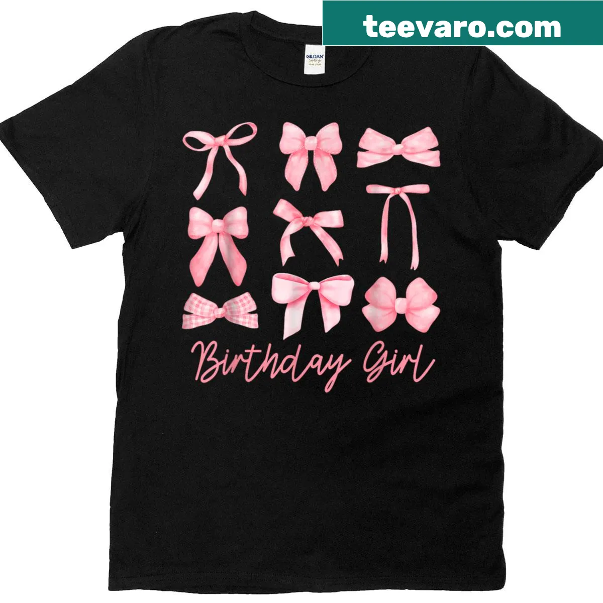 Illustrated Birthday Girl T-shirt with a cute bow and playful text — on a men's t-shirt