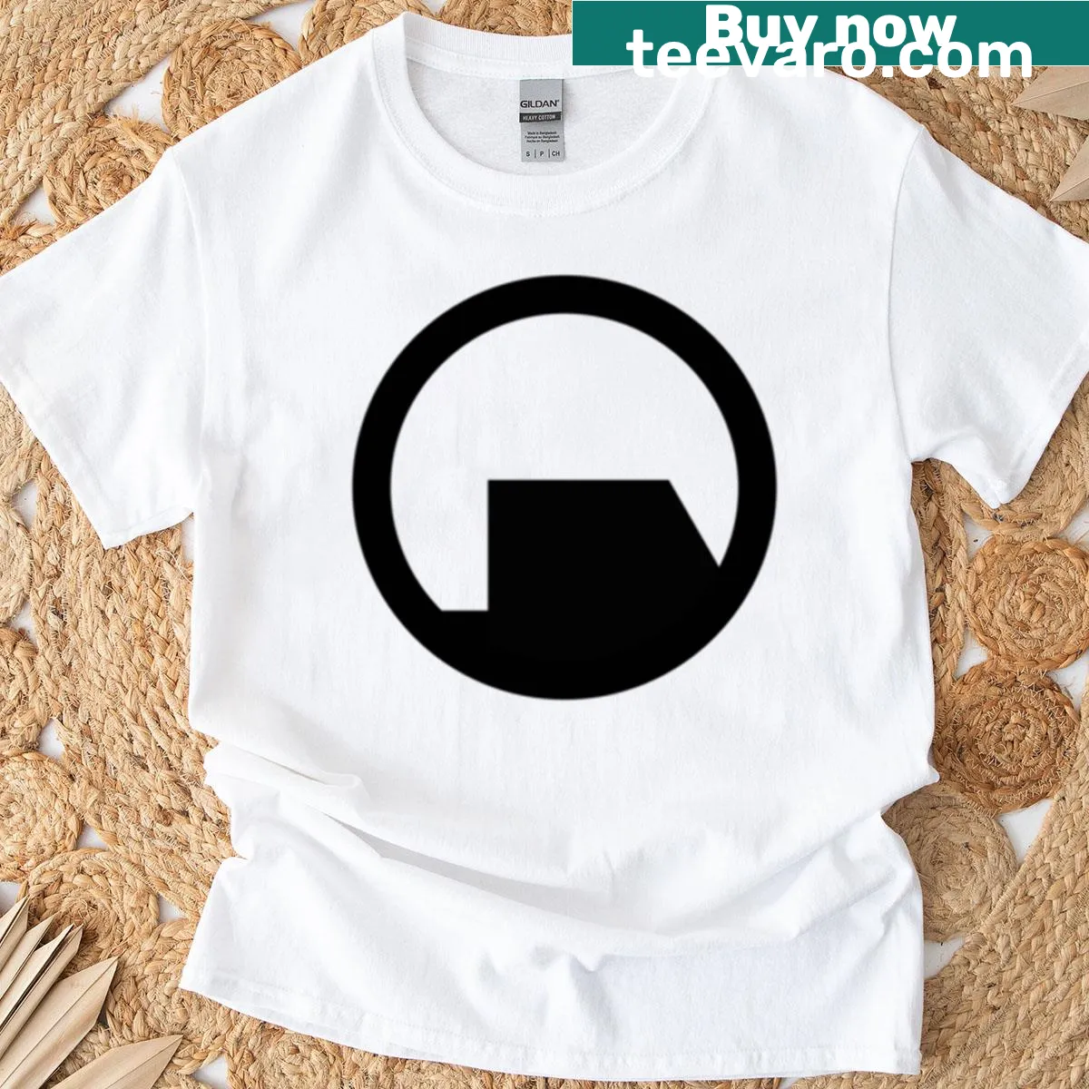 T-shirt featuring the Black Mesa logo — on a men's t-shirt