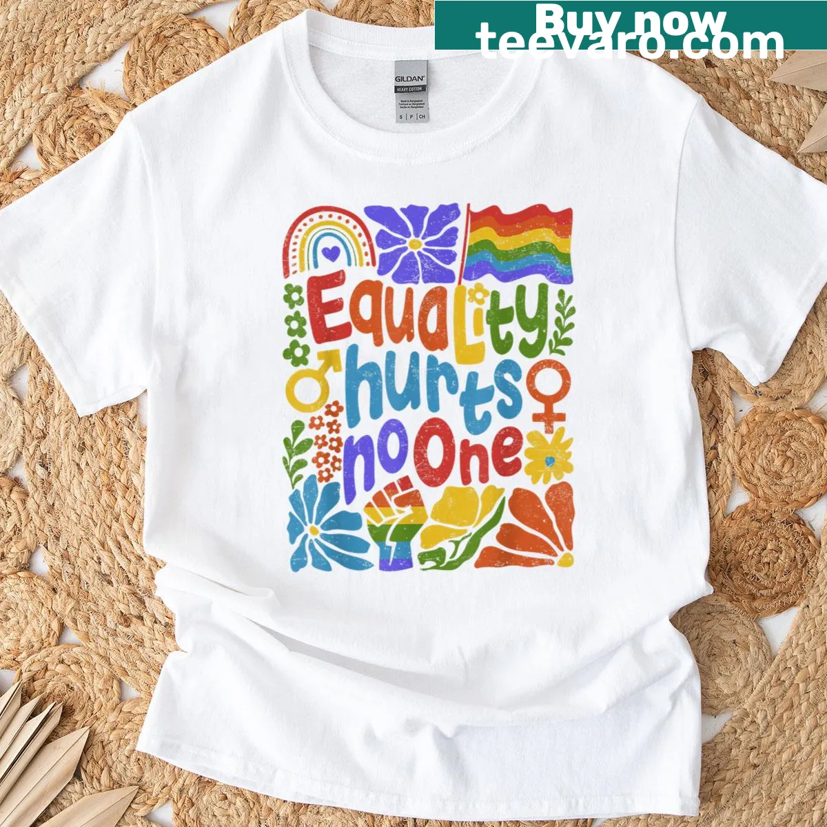 Floral graphic supporting LGBTQ rights on a T-shirt — on a men's t-shirt
