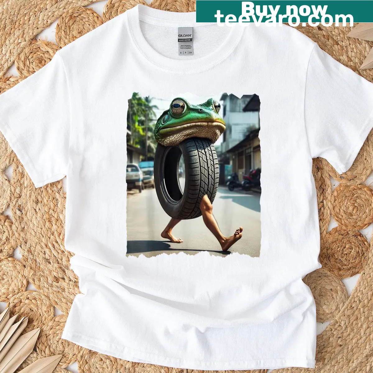 T-shirt with a quirky graphic appealing to Gen Z humor — on a men's t-shirt