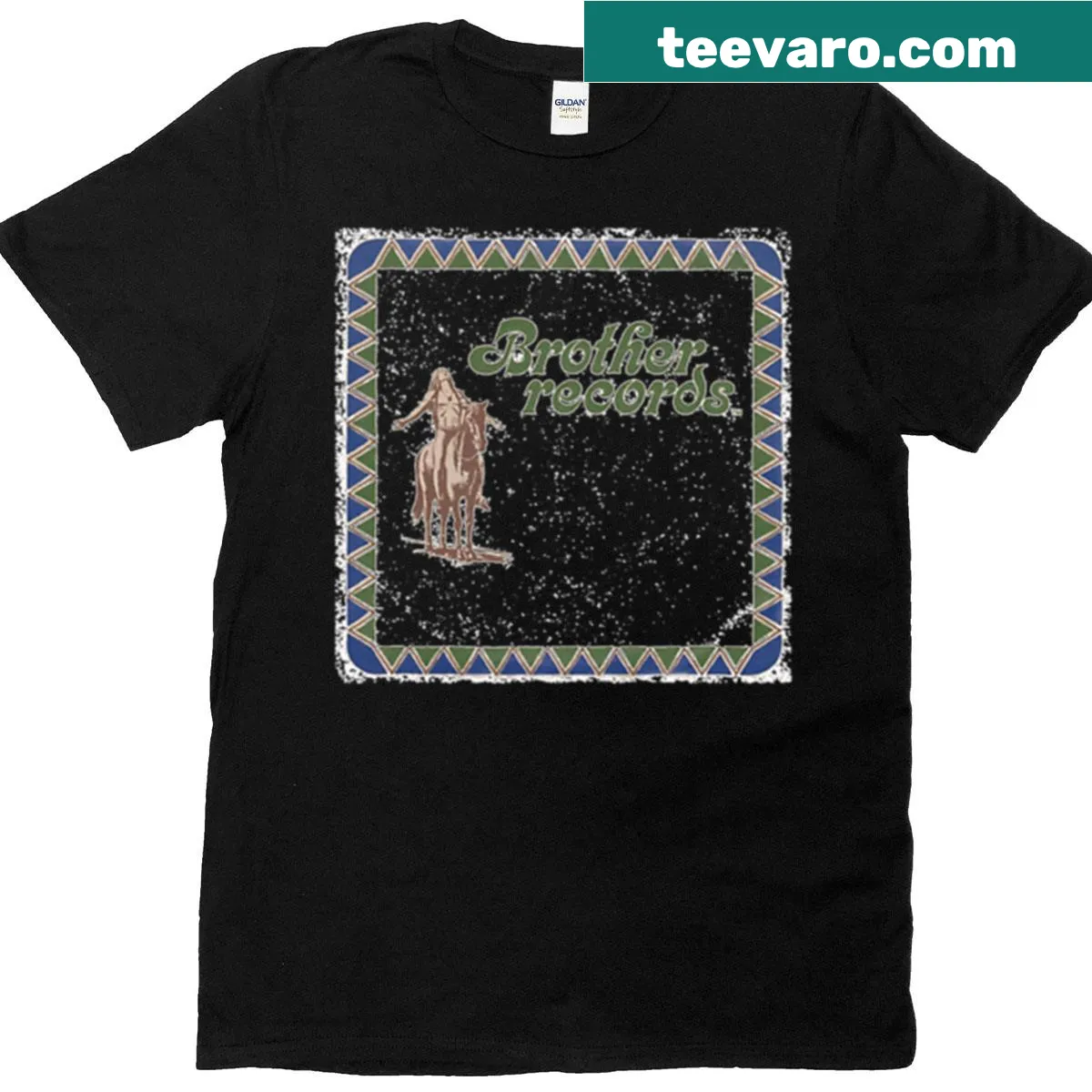 Brother Records logo t-shirt with nostalgic design — on a men's t-shirt