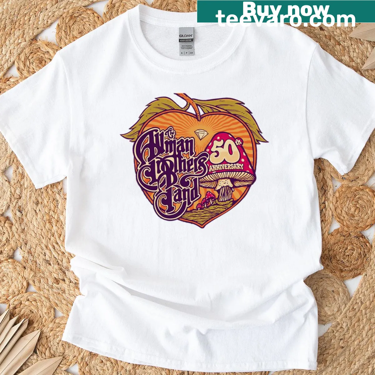 Brothers Allman t-shirt featuring a nostalgic illustration of the band — on a men's t-shirt