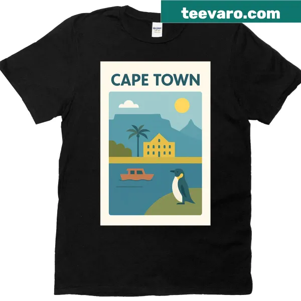 Minimalist silhouette design of Cape Town on T-shirt