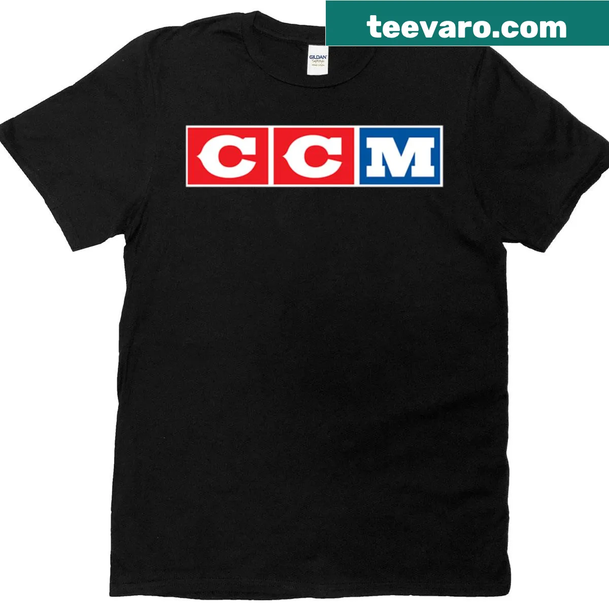 Vintage distressed ice hockey logo from CCM on a t-shirt — on a men's t-shirt