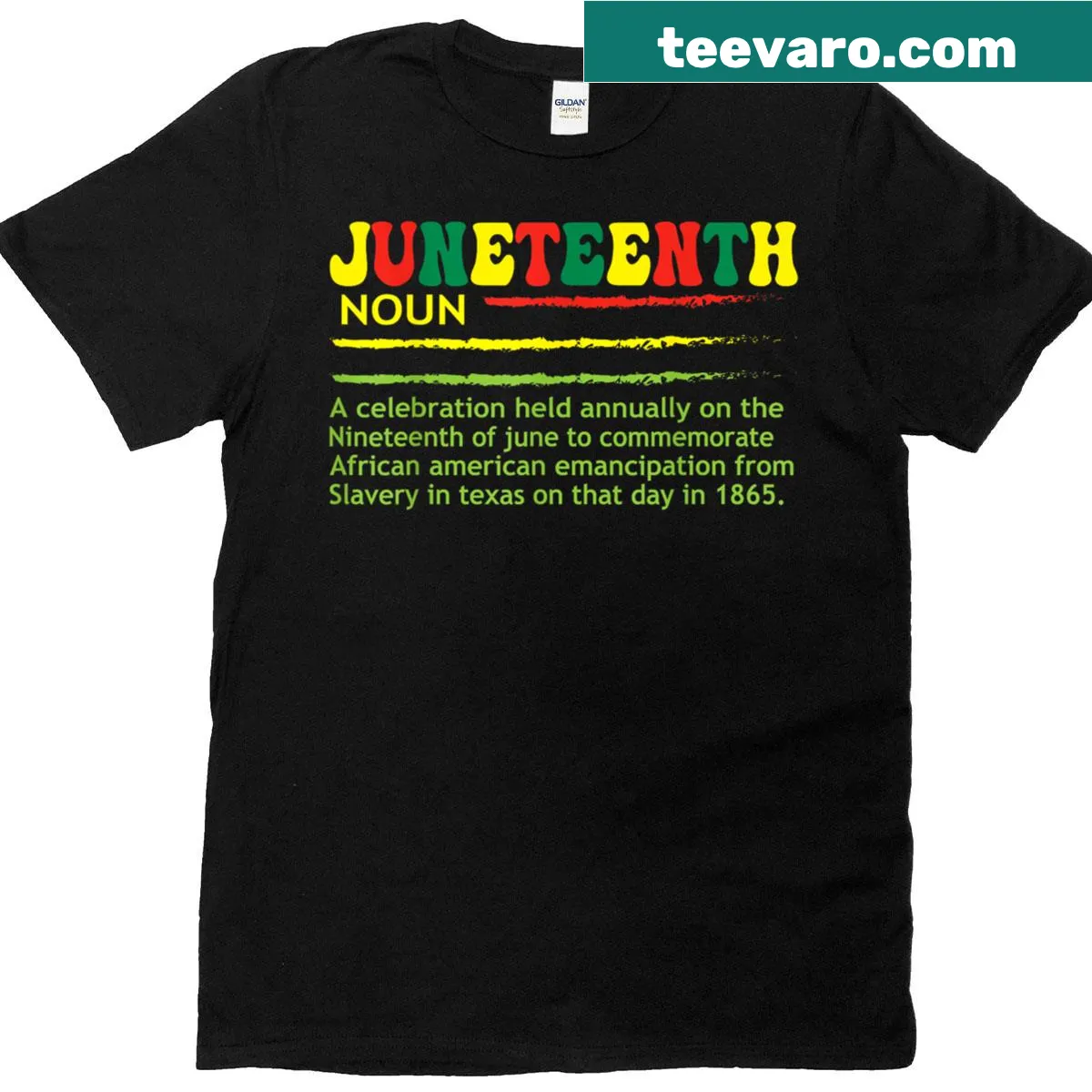 Juneteenth definition graphic t-shirt highlighting Black freedom — on a men's t-shirt