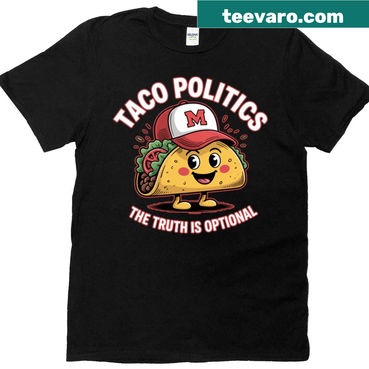 Witty political satire T-shirt with cheeky slogan — on a men's t-shirt