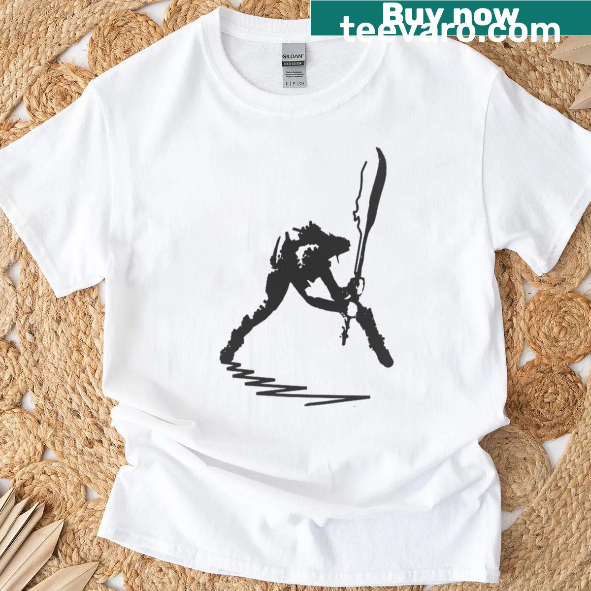 T-shirt featuring bold typography with the word 'Clash.' — on a men's t-shirt