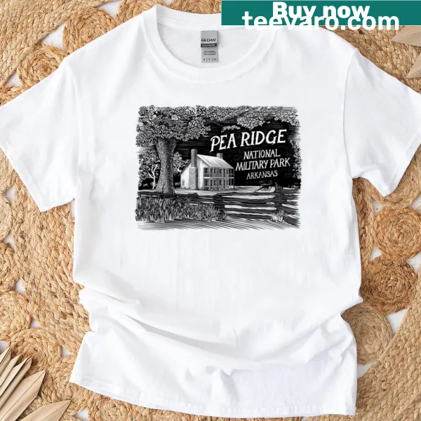 Oversized t-shirt featuring Pea Ridge National Military Park label design.