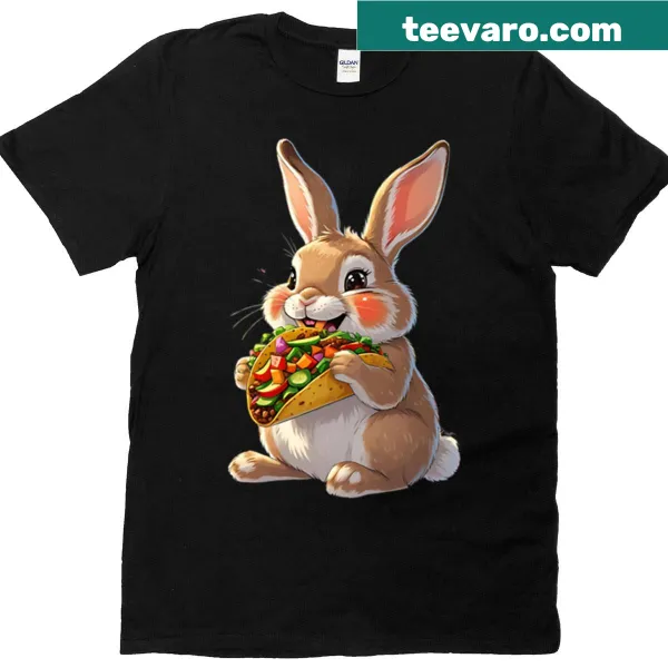 Cute rabbit bunny eating a taco on a t-shirt