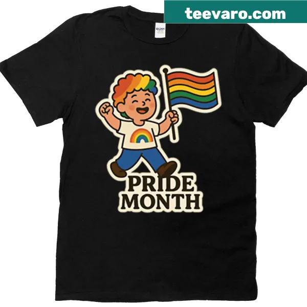Sticker-style rainbow design T-shirt for kids celebrating pride